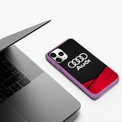 Чехол iPhone 11 Pro матовый Audi: Grey Carbon, цвет: 3D-фиолетовый — фото 2