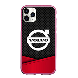 Чехол iPhone 11 Pro матовый Volvo: Grey Carbon, цвет: 3D-малиновый