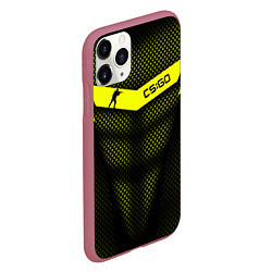 Чехол iPhone 11 Pro матовый CS:GO Yellow Carbon, цвет: 3D-малиновый — фото 2