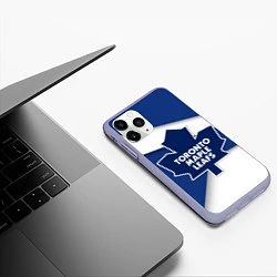 Чехол iPhone 11 Pro матовый Toronto Maple Leafs, цвет: 3D-светло-сиреневый — фото 2