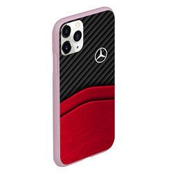 Чехол iPhone 11 Pro матовый Mercedes Benz: Red Carbon, цвет: 3D-розовый — фото 2