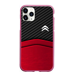 Чехол iPhone 11 Pro матовый Citroen: Red Carbon, цвет: 3D-малиновый