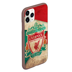 Чехол iPhone 11 Pro матовый FC Liverpool: Old Style, цвет: 3D-коричневый — фото 2