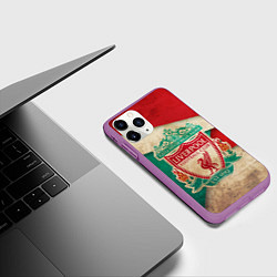 Чехол iPhone 11 Pro матовый FC Liverpool: Old Style, цвет: 3D-фиолетовый — фото 2
