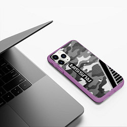 Чехол iPhone 11 Pro матовый Russia: Grey Camo, цвет: 3D-фиолетовый — фото 2