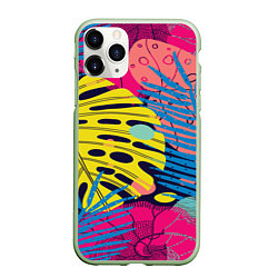 Чехол iPhone 11 Pro матовый Тропическая мода, цвет: 3D-салатовый