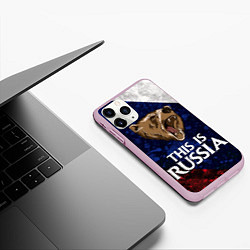 Чехол iPhone 11 Pro матовый Russia: Roaring Bear, цвет: 3D-розовый — фото 2