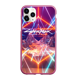 Чехол iPhone 11 Pro матовый Cyberpunk 2077: Neon Lines