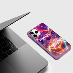 Чехол iPhone 11 Pro матовый Cyberpunk 2077: Neon Lines, цвет: 3D-фиолетовый — фото 2