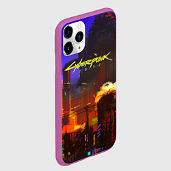 Чехол iPhone 11 Pro матовый Cyberpunk 2077: Night City, цвет: 3D-фиолетовый — фото 2