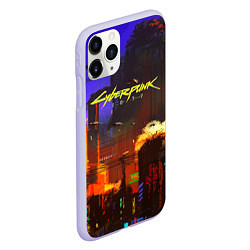 Чехол iPhone 11 Pro матовый Cyberpunk 2077: Night City, цвет: 3D-светло-сиреневый — фото 2
