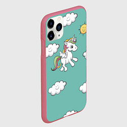 Чехол iPhone 11 Pro матовый Unicorns Love, цвет: 3D-малиновый — фото 2