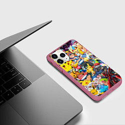Чехол iPhone 11 Pro матовый Pokemon Bombing, цвет: 3D-малиновый — фото 2