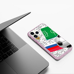 Чехол iPhone 11 Pro матовый Русский футбол, цвет: 3D-розовый — фото 2