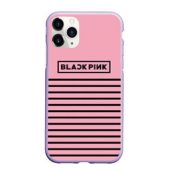 Чехол iPhone 11 Pro матовый Black Pink: Black Stripes, цвет: 3D-светло-сиреневый
