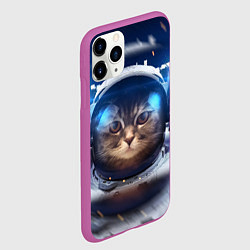 Чехол iPhone 11 Pro матовый Кот-космонавт, цвет: 3D-фиолетовый — фото 2