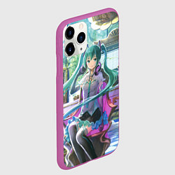 Чехол iPhone 11 Pro матовый Мика Хацуне в консерватории в наушниках, цвет: 3D-фиолетовый — фото 2