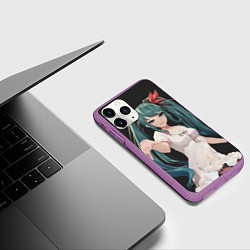 Чехол iPhone 11 Pro матовый Hatsune Miku, цвет: 3D-фиолетовый — фото 2