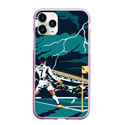 Чехол iPhone 11 Pro матовый Ronaldo lightning, цвет: 3D-розовый