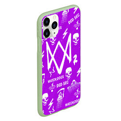 Чехол iPhone 11 Pro матовый Watch Dogs 2: Violet Pattern, цвет: 3D-салатовый — фото 2