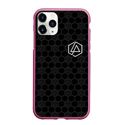 Чехол iPhone 11 Pro матовый Linkin Park: Black Carbon