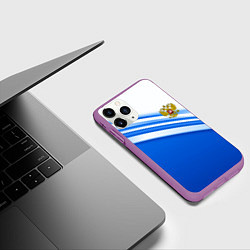 Чехол iPhone 11 Pro матовый Россия: голубая волна, цвет: 3D-фиолетовый — фото 2