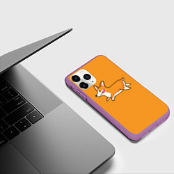 Чехол iPhone 11 Pro матовый Бегущий корги, цвет: 3D-фиолетовый — фото 2