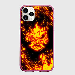 Чехол iPhone 11 Pro матовый Cyberpunk 2077: FIRE SAMURAI, цвет: 3D-малиновый