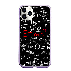 Чехол iPhone 11 Pro матовый E=mc2: Black Style, цвет: 3D-светло-сиреневый