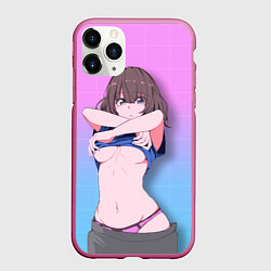 Чехол iPhone 11 Pro матовый Ahegao Girl, цвет: 3D-малиновый