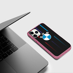 Чехол iPhone 11 Pro матовый BMW: Three Lines, цвет: 3D-малиновый — фото 2