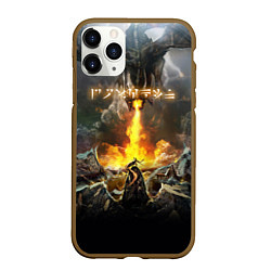 Чехол iPhone 11 Pro матовый TES: Dragon Flame, цвет: 3D-коричневый