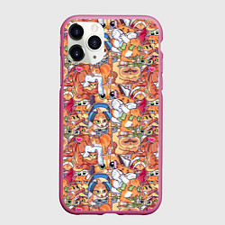 Чехол iPhone 11 Pro матовый Котобомбинг, цвет: 3D-малиновый