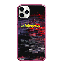Чехол iPhone 11 Pro матовый Cyberpunk 2077: Techno Style, цвет: 3D-малиновый