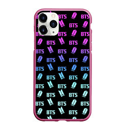 Чехол iPhone 11 Pro матовый BTS: Neon Gradient, цвет: 3D-малиновый