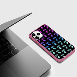 Чехол iPhone 11 Pro матовый BTS: Neon Gradient, цвет: 3D-малиновый — фото 2