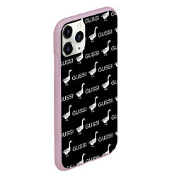 Чехол iPhone 11 Pro матовый GUSSI: Black Pattern, цвет: 3D-розовый — фото 2