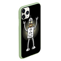 Чехол iPhone 11 Pro матовый Kill All Humans, цвет: 3D-салатовый — фото 2