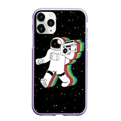 Чехол iPhone 11 Pro матовый Космонавт с магнитофоном, цвет: 3D-светло-сиреневый
