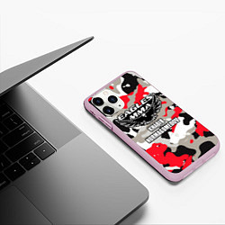 Чехол iPhone 11 Pro матовый Khabib Nurmagomedov: Red Camo, цвет: 3D-розовый — фото 2