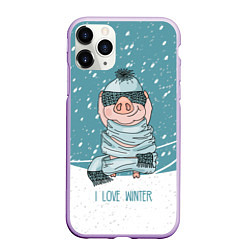Чехол iPhone 11 Pro матовый Pig: I love winter