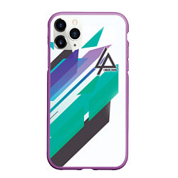 Чехол iPhone 11 Pro матовый Linkin Park: Green Geometry, цвет: 3D-фиолетовый