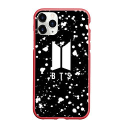 Чехол iPhone 11 Pro матовый BTS: White Drops, цвет: 3D-красный