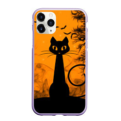 Чехол iPhone 11 Pro матовый Halloween Cat, цвет: 3D-светло-сиреневый