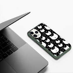 Чехол iPhone 11 Pro матовый Love Cats Pattern, цвет: 3D-темно-зеленый — фото 2