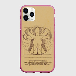 Чехол iPhone 11 Pro матовый Гомер Да Винчи, цвет: 3D-малиновый