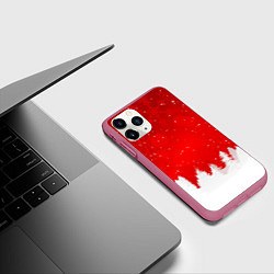 Чехол iPhone 11 Pro матовый Christmas pattern, цвет: 3D-малиновый — фото 2