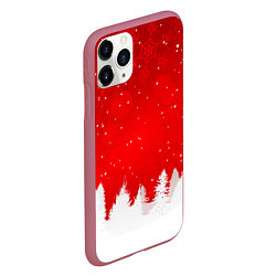 Чехол iPhone 11 Pro матовый Christmas pattern, цвет: 3D-малиновый — фото 2