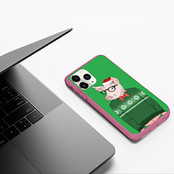 Чехол iPhone 11 Pro матовый New Year: Hipster Piggy, цвет: 3D-малиновый — фото 2