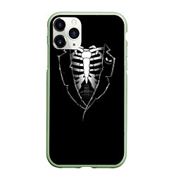 Чехол iPhone 11 Pro матовый Хэллоуинский скелет, цвет: 3D-салатовый